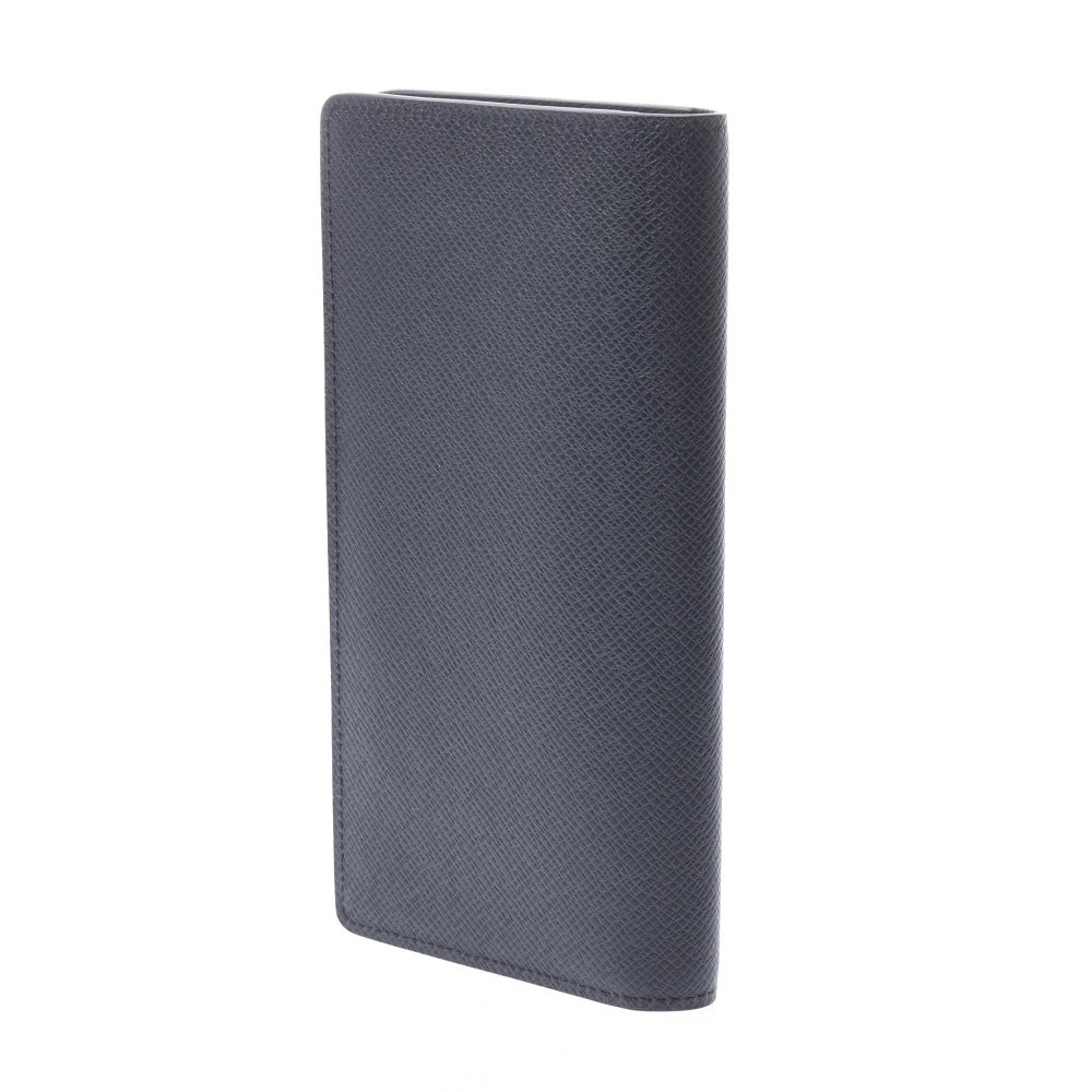 Louis Vuitton Long Wallet Black Portefeuille Leather Brazza Noir Taiga Black